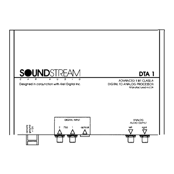 Soundstream DTA 1 Owner's Manual