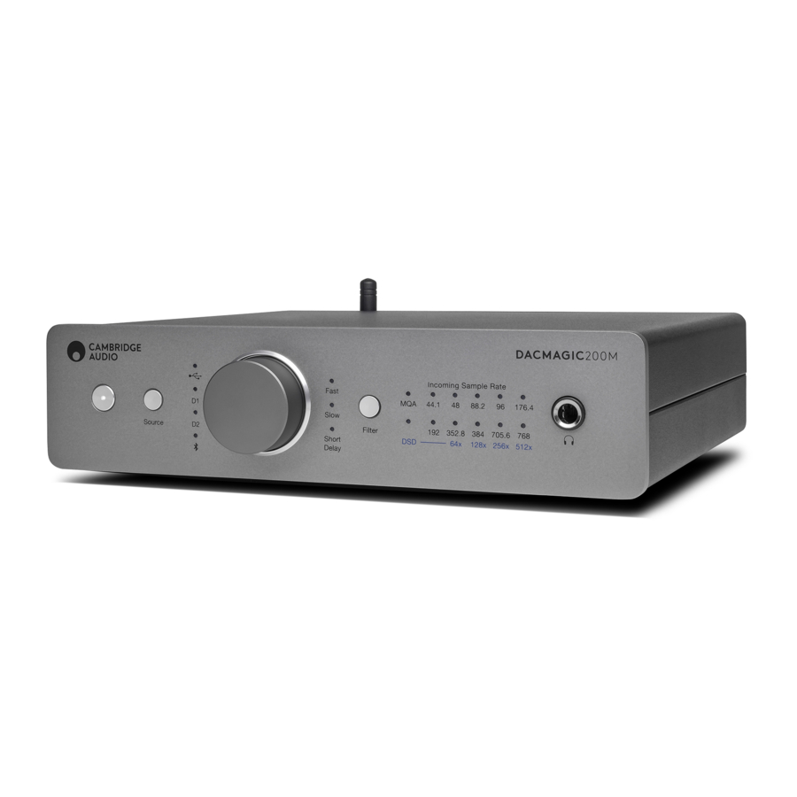 Cambridge Audio DacMagic 200M - MQA HiFi DAC and Headphone Amplifier with Bluetooth Manual