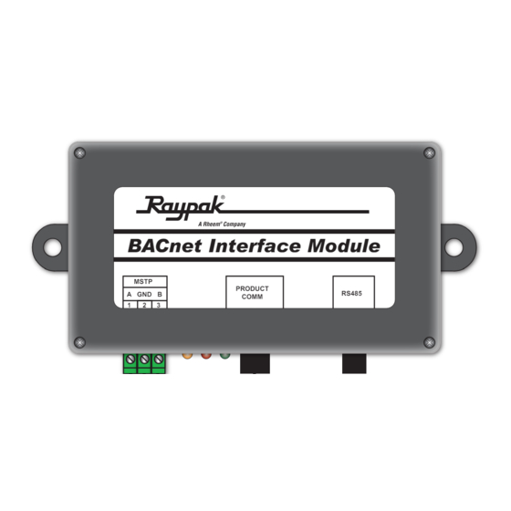 Raypak BACnet Interface Module Installation And Operation Manual