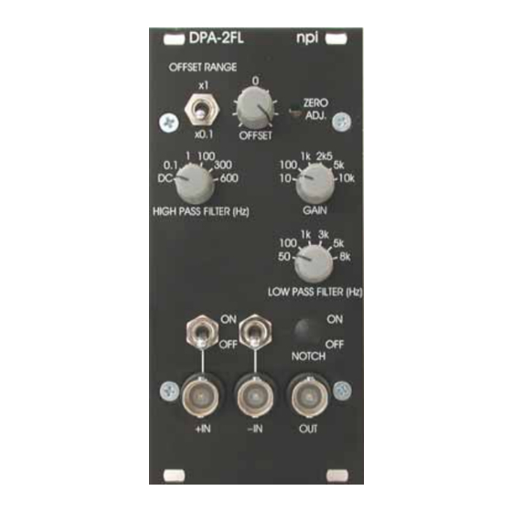 NPI DPA-2FL Operating Instructions Manual