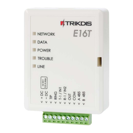 Trikdis E16T Manuals