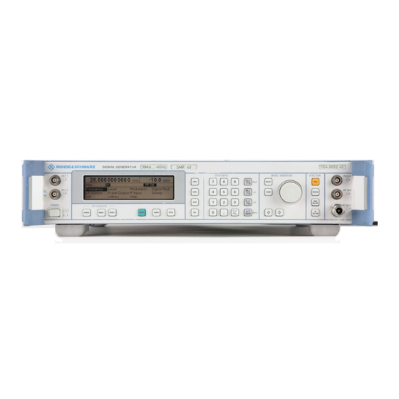 Rohde & Schwarz SMR20 Quick Start Manual
