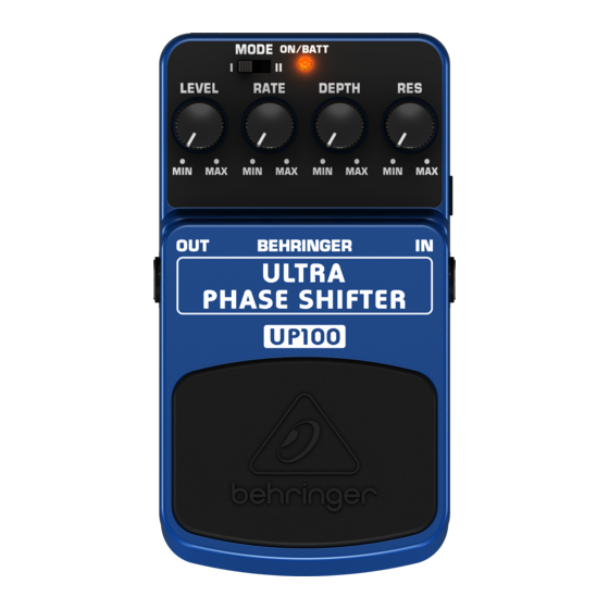 Behringer ULTRA PHASE SHIFTER UP100 User Manual