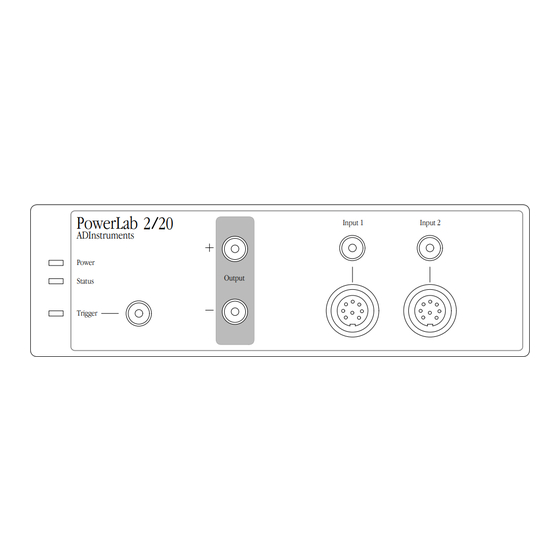 ADInstruments PowerLab 2/20 Owner's Manual