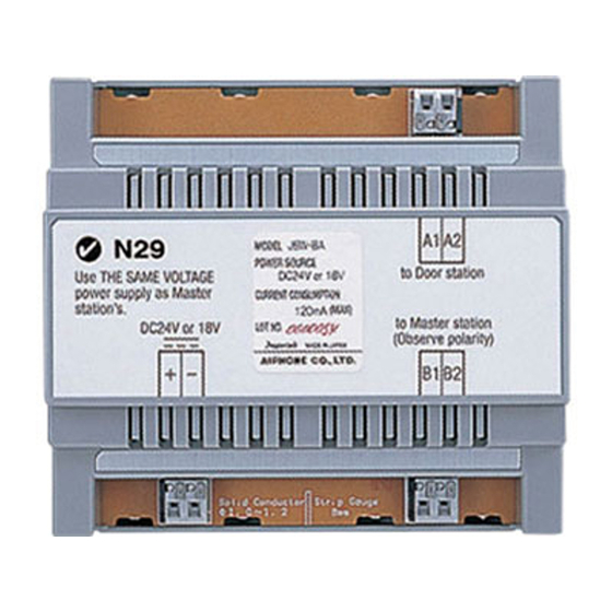 Aiphone JBW-BA Installation Manual