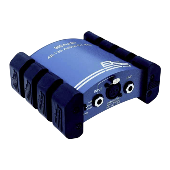 BSS Audio AR-133 Quick Manual