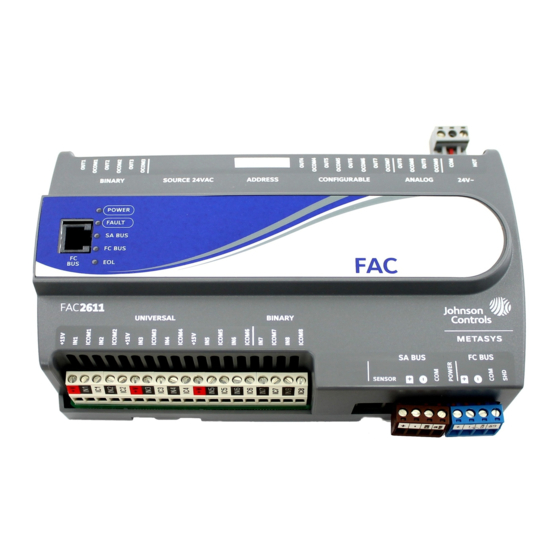 Johnson Controls FAC2611-0U Installation Instructions Manual