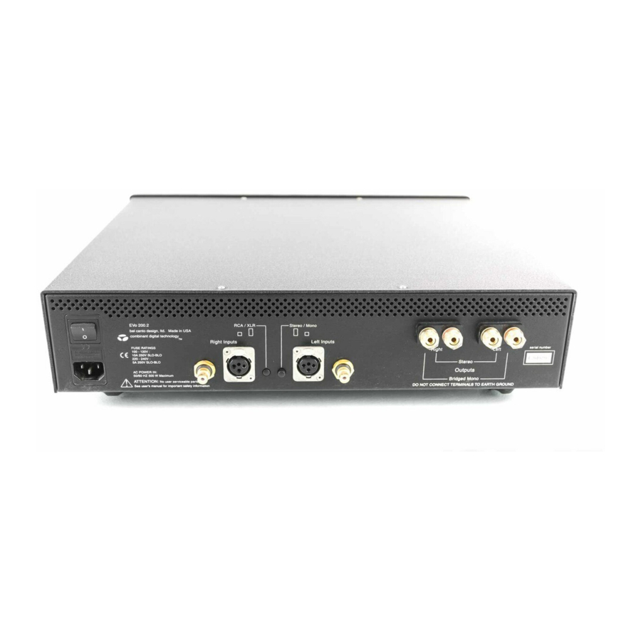 Bel Canto eVo200.2 User's Manual And Operating Information
