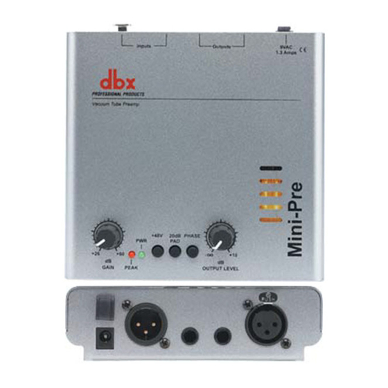 dbx Mini-Pre Vacuum Tube Microphone PreAmp Manuals