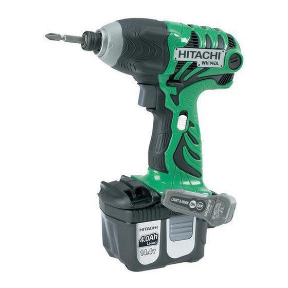 Hitachi WH14DL - 14.4V Impact Driver 3.0Ah Li-Ion 1240 In/Lb TRQ Manuals