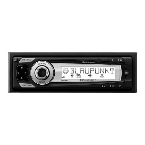 Blaupunkt Key West MP38 CD Receiver Manuals