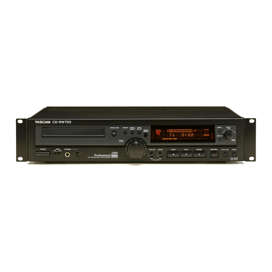 TASCAM CD-RW750 OWNER'S MANUAL Pdf Download | ManualsLib