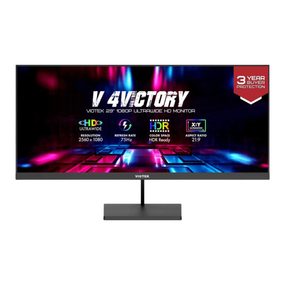 Viotek NFI29CB Ultrawide Gaming Monitor Manuals