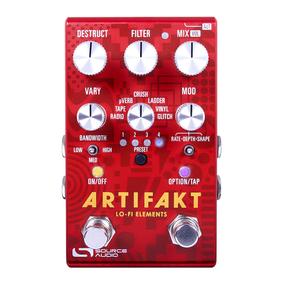 Source Audio ARTIFAKT Lo-Fi Elements User Manual