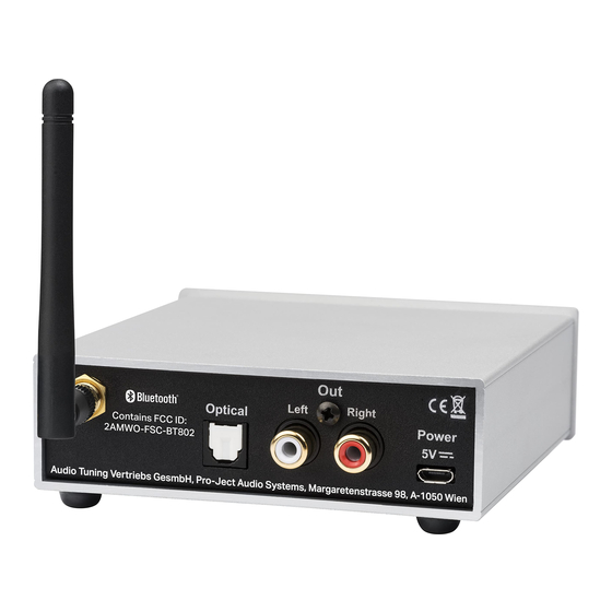 Pro-Ject Audio Systems BT Box S2 HD Instructions For Use