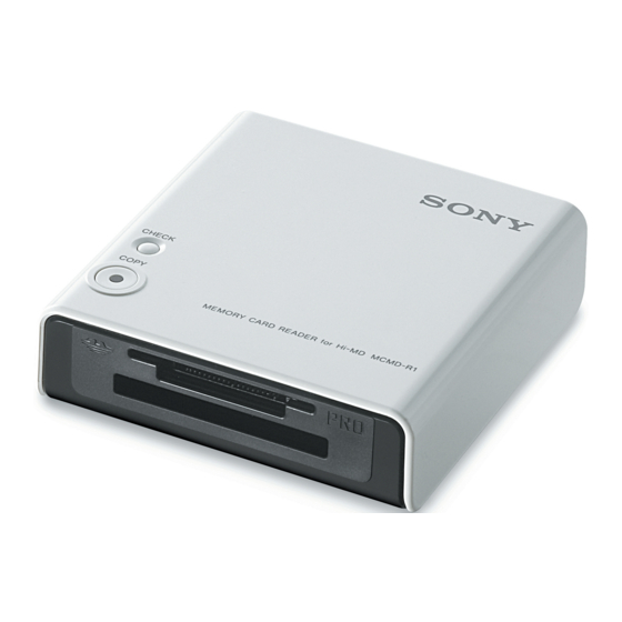 Sony Hi-MD Walkman MCMD-R1 Operating Instructions