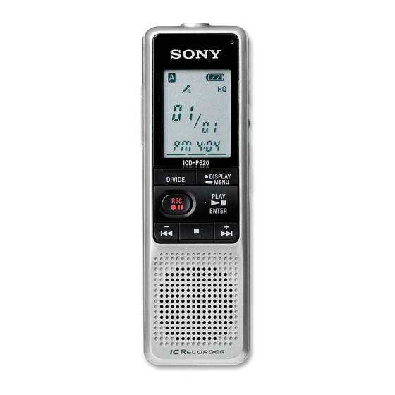 Sony ICD-P620 Quick Start Manual