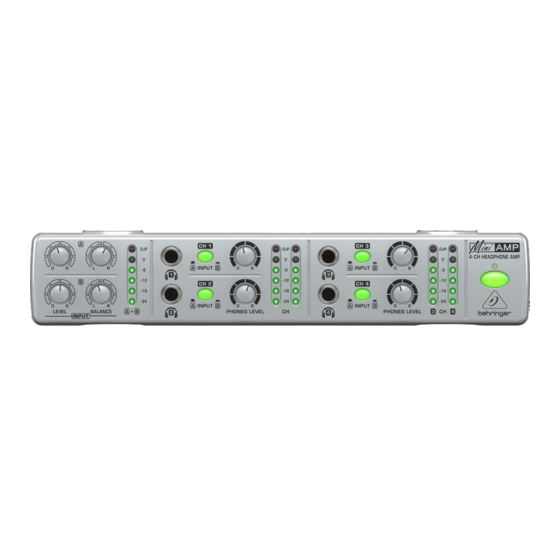 Behringer MINIAMP AMP800 Quick Start Manual