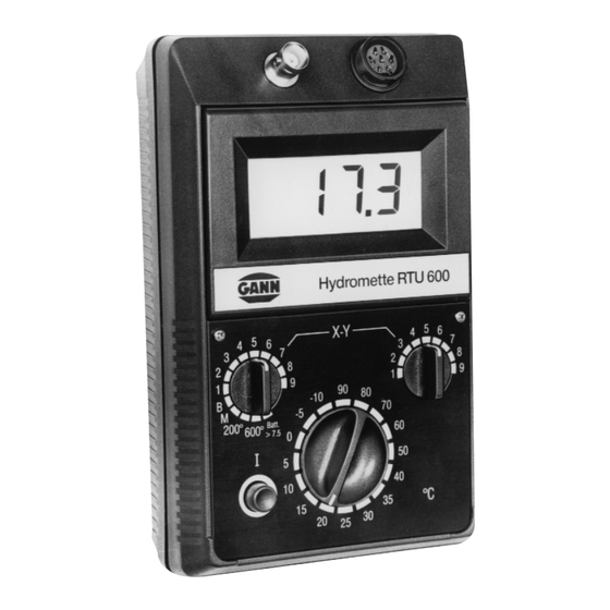 GANN Hydromette RTU 600 Operating Manual