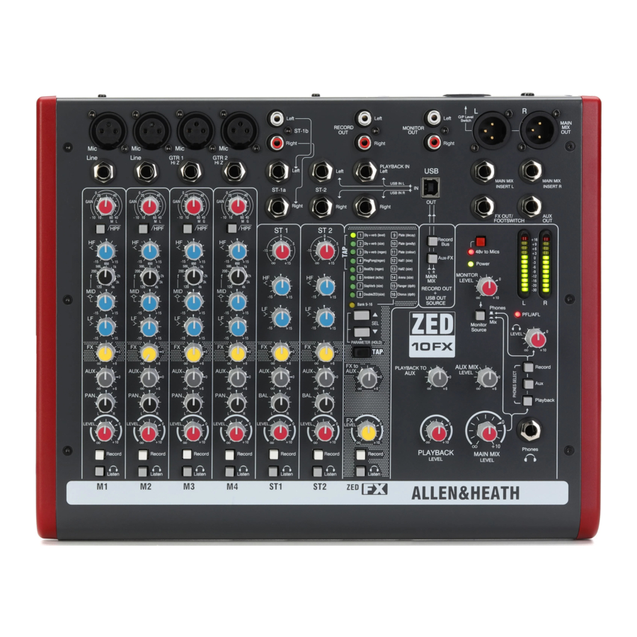 ALLEN & HEATH ZED-10FX, AH-ZED10FX Manual