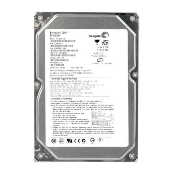 Seagate Barracuda 7200.7 Plus ST380013A Product Manual