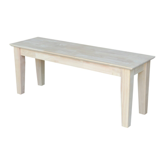 Unfinished Furniture of Wilmington SHAKER BENCH BE-47S Assembly Instructions