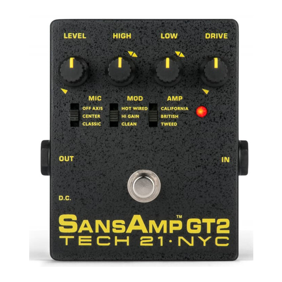 Tech 21 SansAmp GT2 Owner's Manual