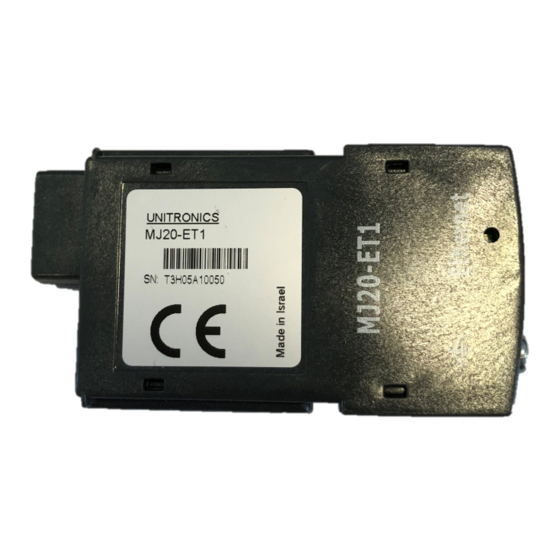 Unitronics MJ20-ET1 Quick Start Manual
