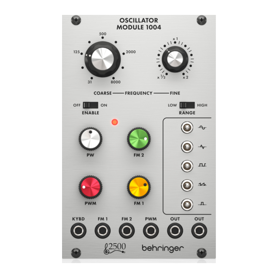 Behringer OSCILLATOR MODULE 1004 Manuals