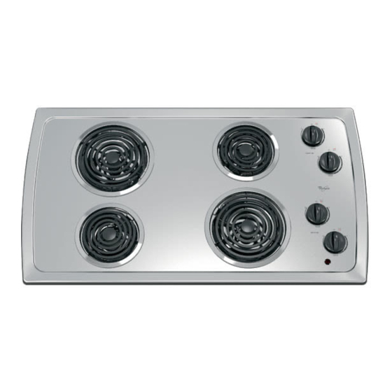 Whirlpool RCS2002, RCS2012, RCS3004, RCS3014, RCS3614 - 21-inch Electric Cooktop with Stainless Steel Surface Manual