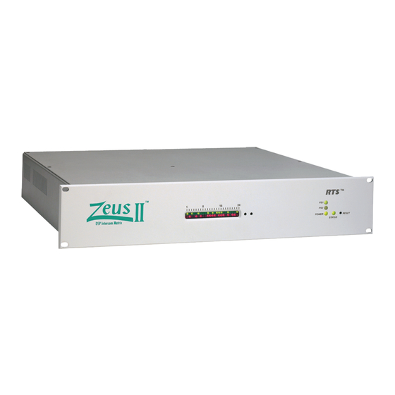 RTS Trunking Digital Matrix Intercom System Zeus II Specifications