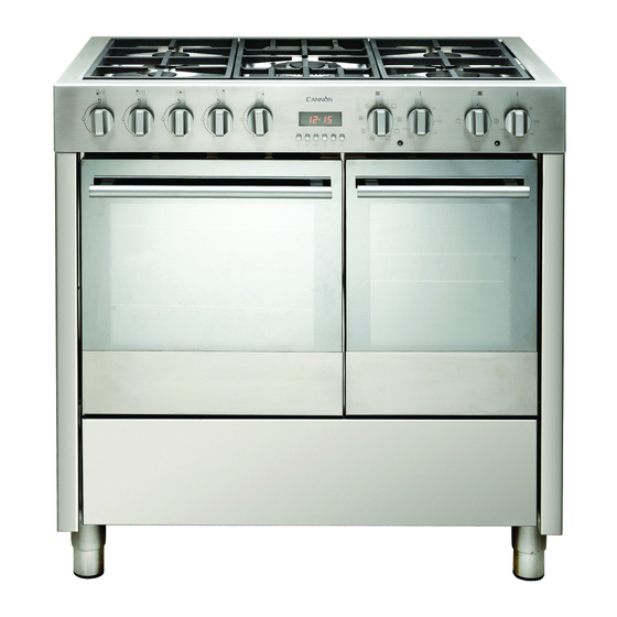 Cannon 90cm Free Standing Gas Cooker C90DPX Instructions For Installation And Use Manual