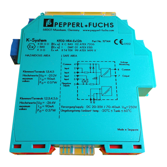 Pepperl+Fuchs KFD2-VR4-Ex1.26 Manual