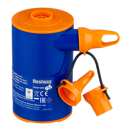 User Manuals: Bestway AireTravel 62101 Air Pump