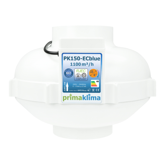 Prima Klima PK150-ECblue Instructions