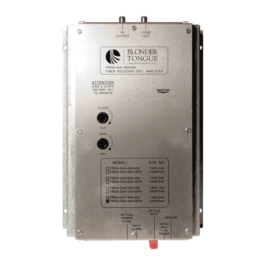Blonder tongue FRDA Series User Manual