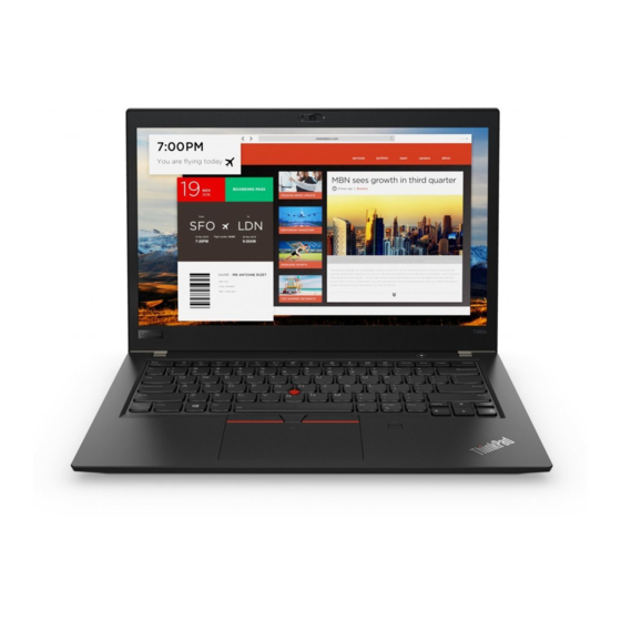 Lenovo ThinkPad T480s Setup Manual