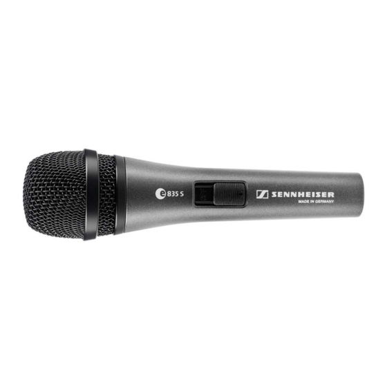 Sennheiser e 835 Quick Manual