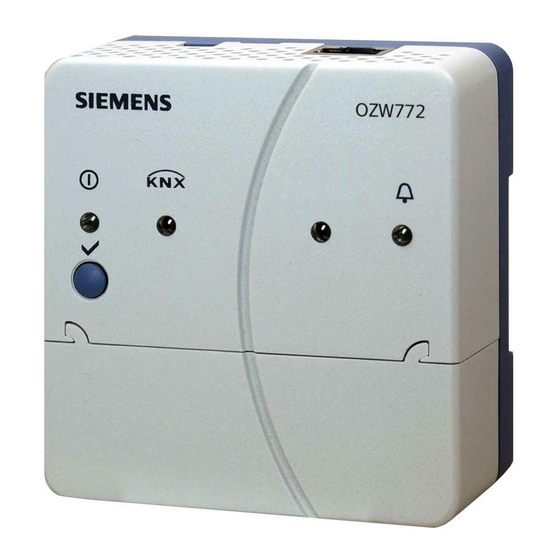 Siemens OZW772 Installation Instructions Manual