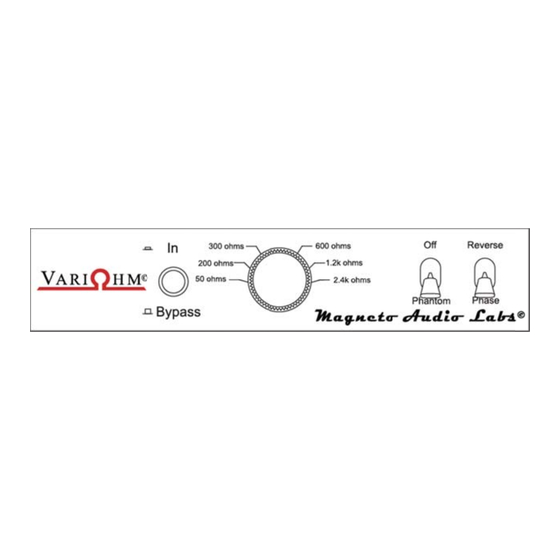 Magneto Audio labs Variohm Operation Manual