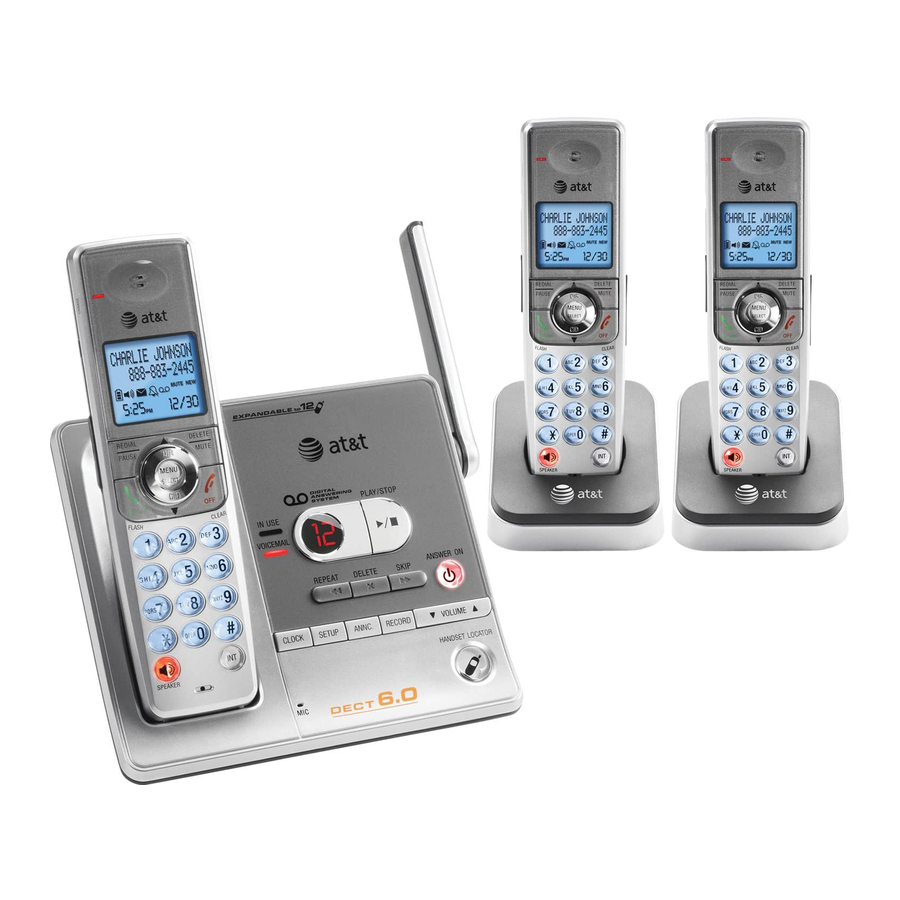 AT&T SL82318 -  DECT 6.0 Digital Three Handset Answering System User Manual