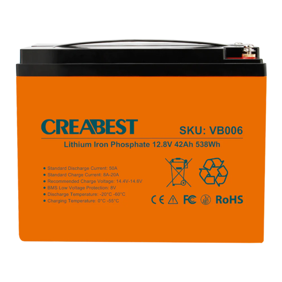 Creabest VB006-42Ah Instruction Manual