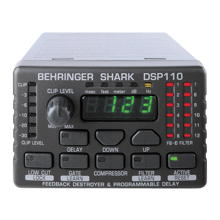 Behringer SHARK DSP110 Manuals