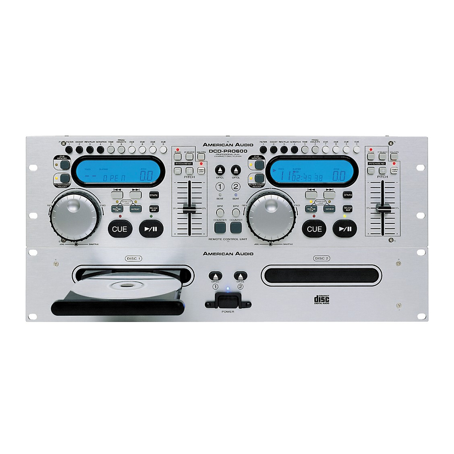 American Audio DCD-PRO600 Operating Instructions Manual