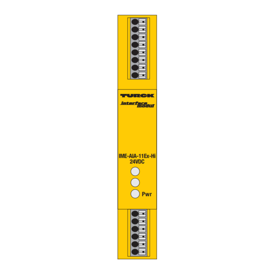 turck IME-AIA-11Ex-Hi/24VDC Quick Start Manual