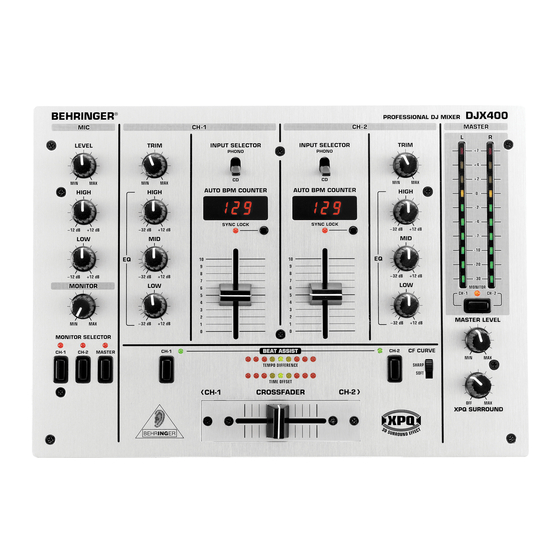 Behringer PRO MIXER DJX400 User Manual