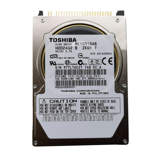 Toshiba HDD2A02 Manuals