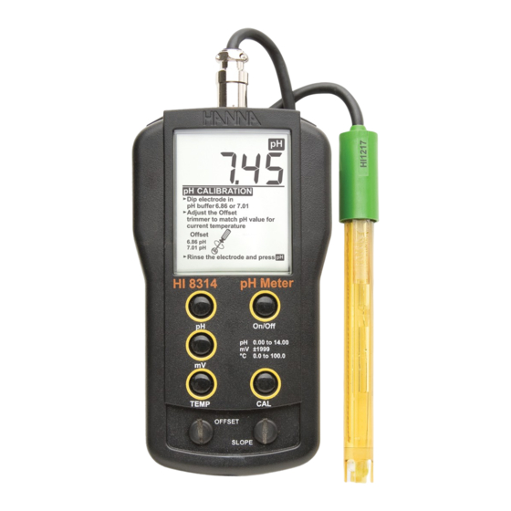 Hanna Instruments HI8314 Instruction Manual