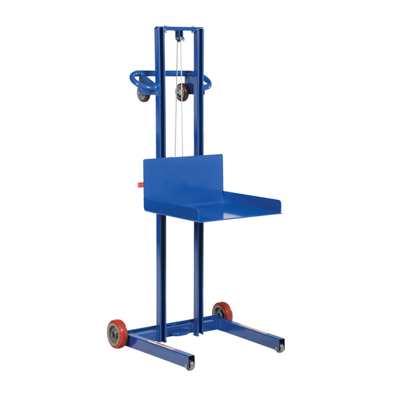 Vestil LLW Series Use And Maintenance Manual