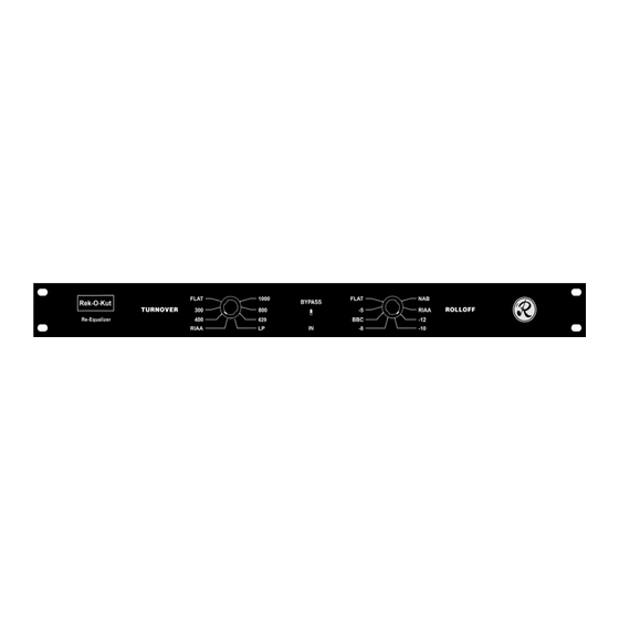 rek-o-kut RE-EQUALIZER Operating Manual